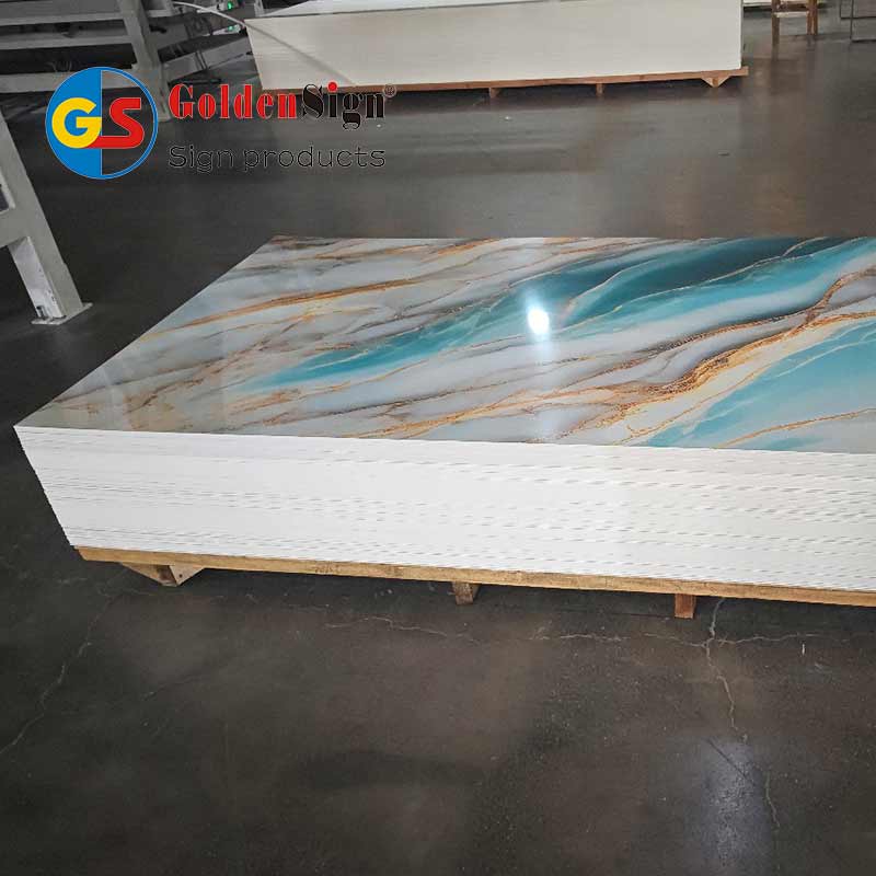 Painel de laminado de teto de 8 mm GoldenSign 8 mm folha de mármore PVC de revestimento UV