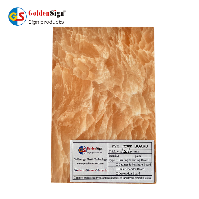 Painel laminado de teto de plástico Goldensign 8mm Folha de mármore de PVC com revestimento UV