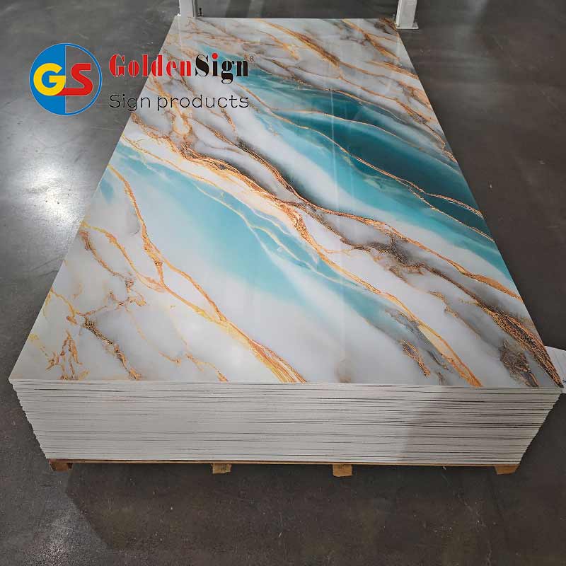 Painel de laminado de teto de 8 mm GoldenSign 8 mm folha de mármore PVC de revestimento UV
