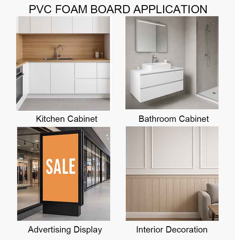 aplicação de placa de espuma de PVC diferente campo diferente